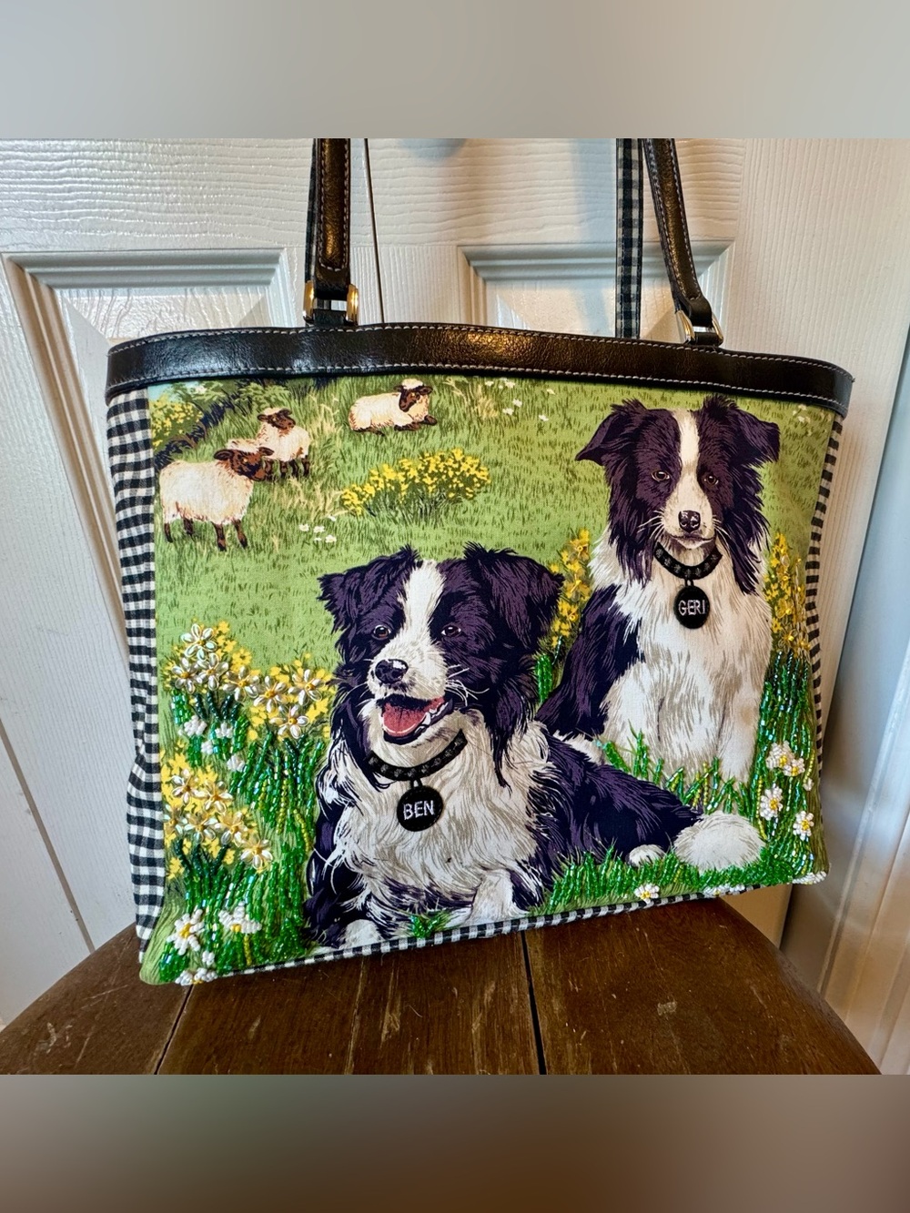 *RARE* Isabella Fiore “Ben & Geri” Border Collie Shoulder/Tote Bag